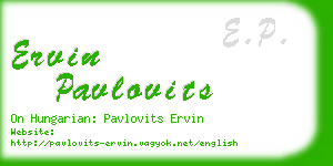 ervin pavlovits business card